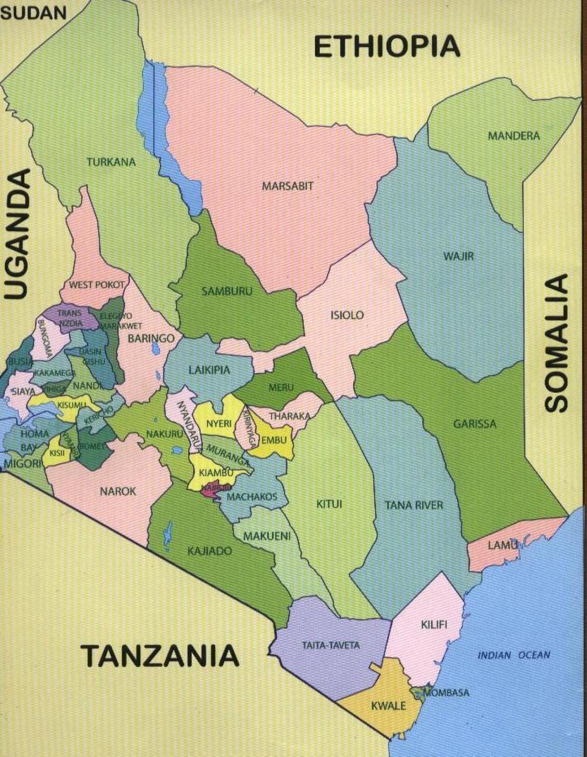 quận Kenya bản đồ