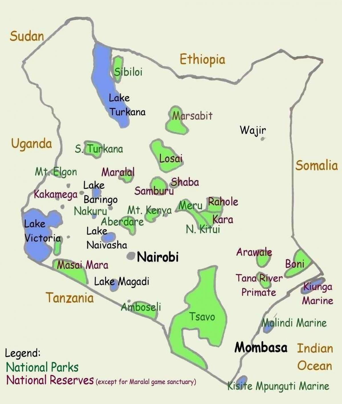 bản đồ của hồ nước ở Kenya