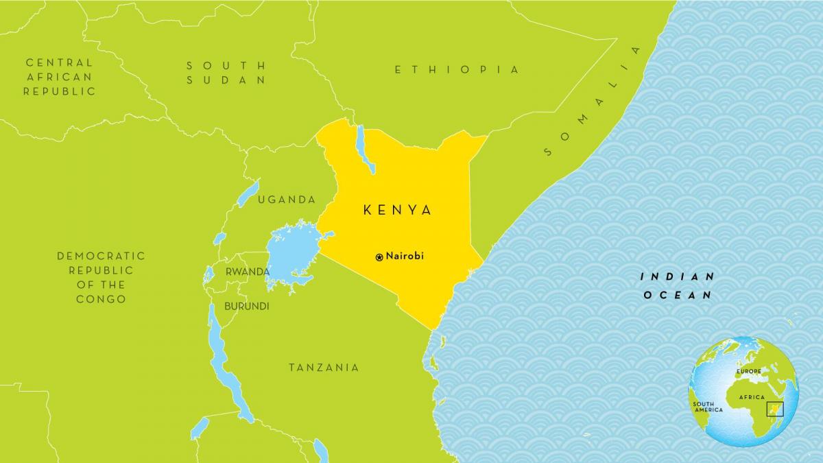 bản đồ của Kenya và nước xung quanh