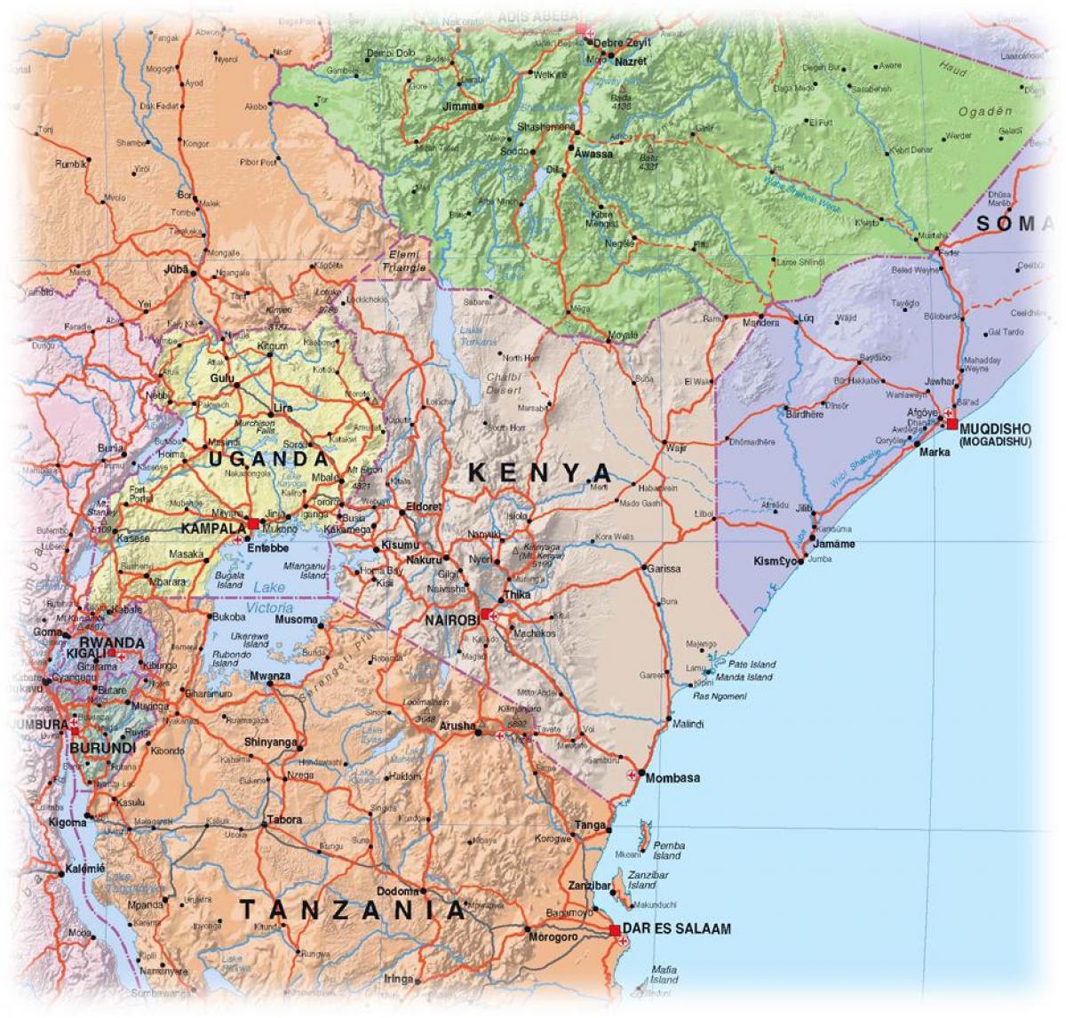 bản đồ của Kenya nguyên