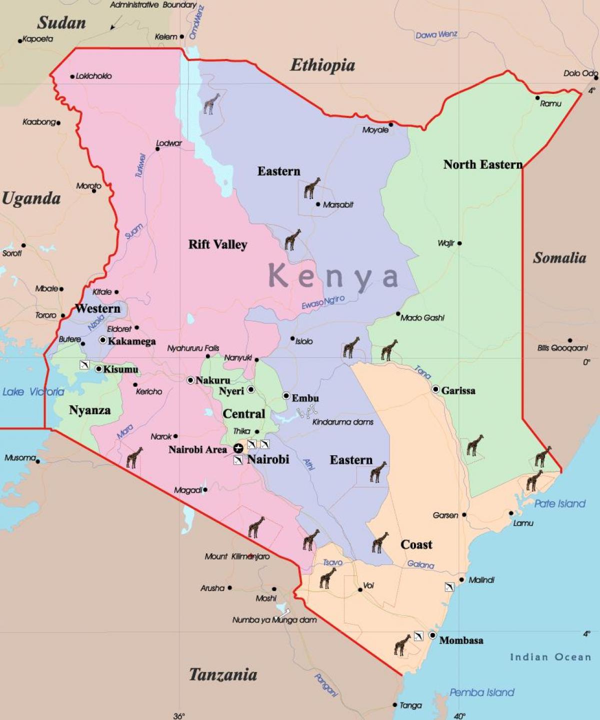 bản đồ của Kenya ngôn ngữ