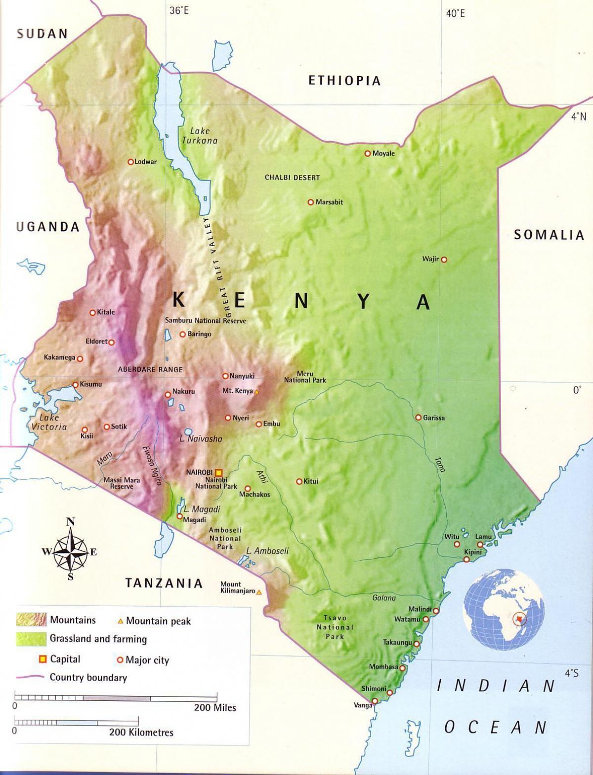 bản đồ của Kenya núi