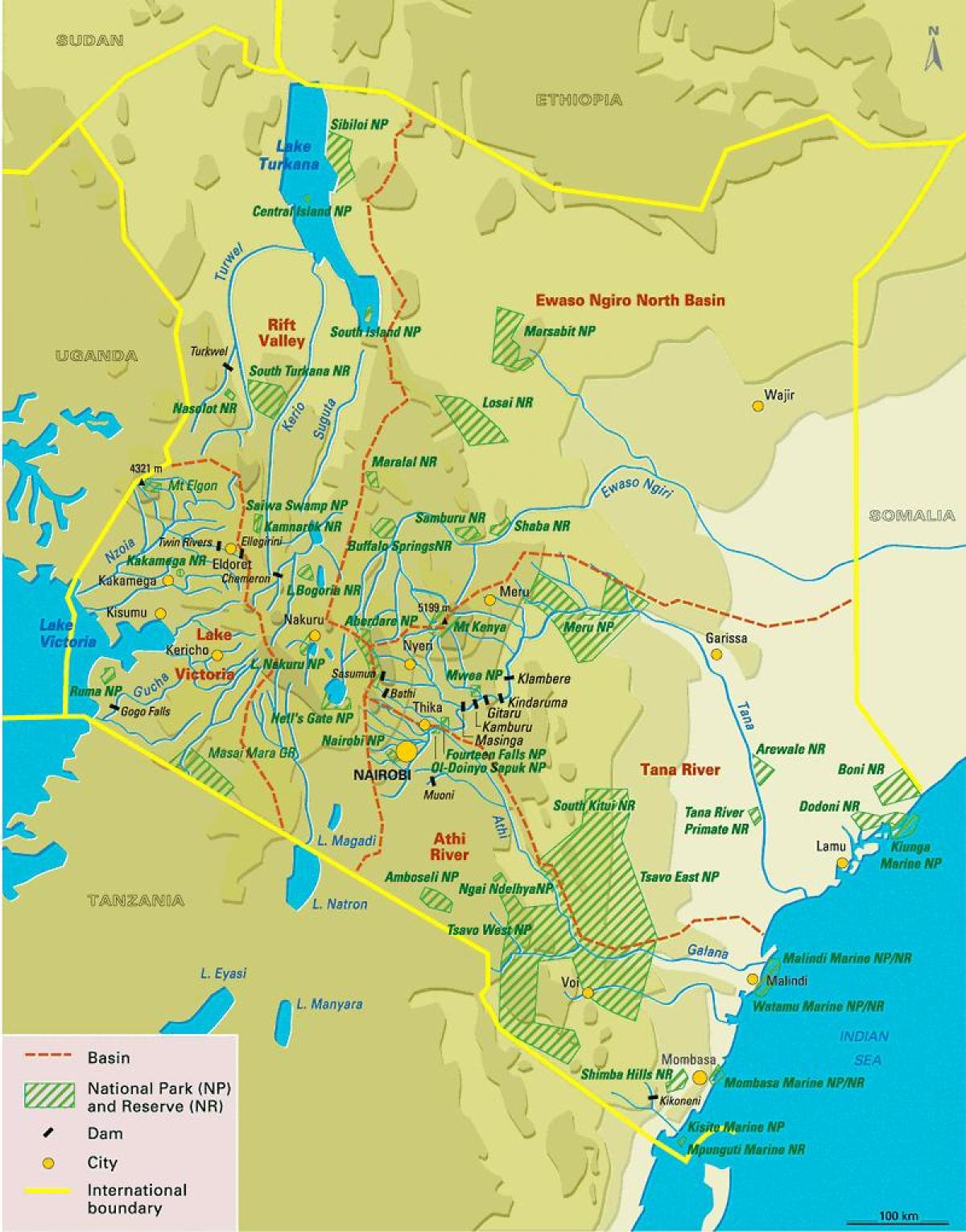bản đồ của Kenya thảm thực vật