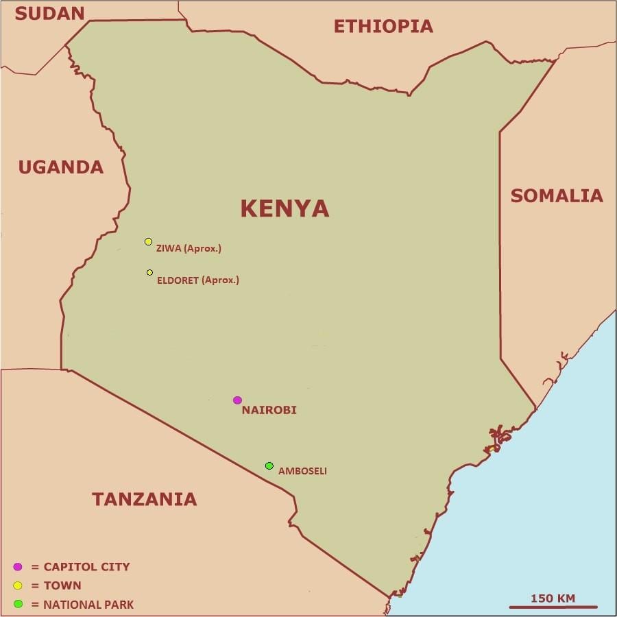 bản đồ của đơn giản bản đồ của Kenya