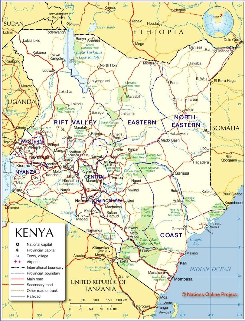 bản đồ của quốc tế Kenya