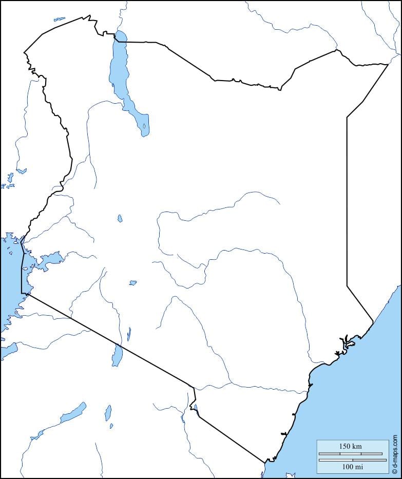 bản đồ của bản đồ trắng của Kenya