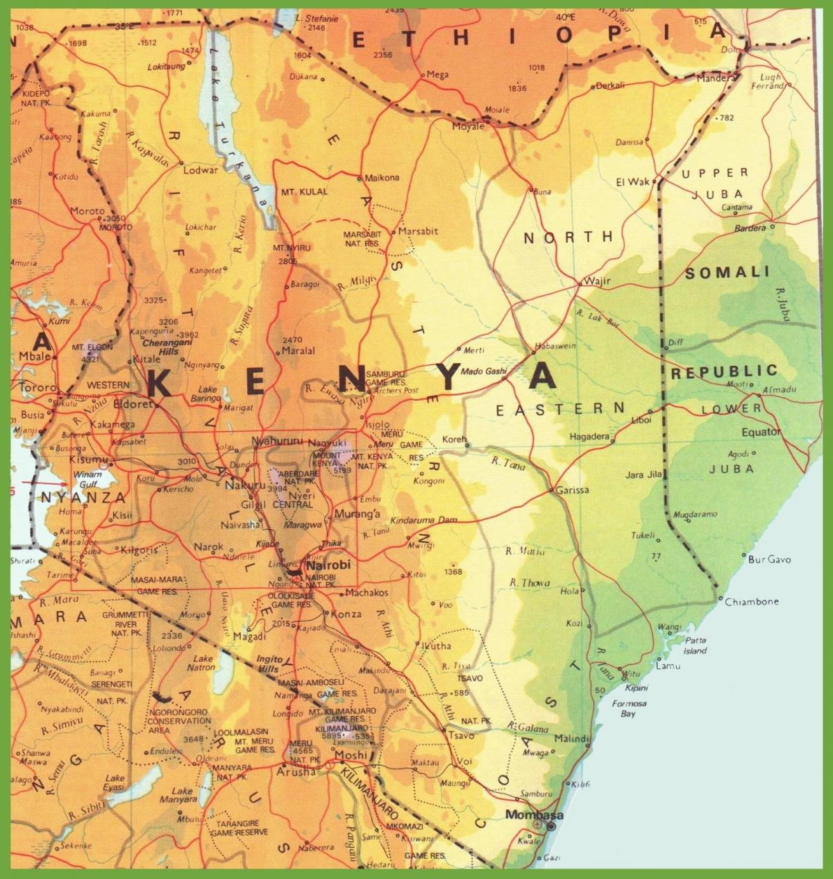Kenya mạng lưới đường bản đồ