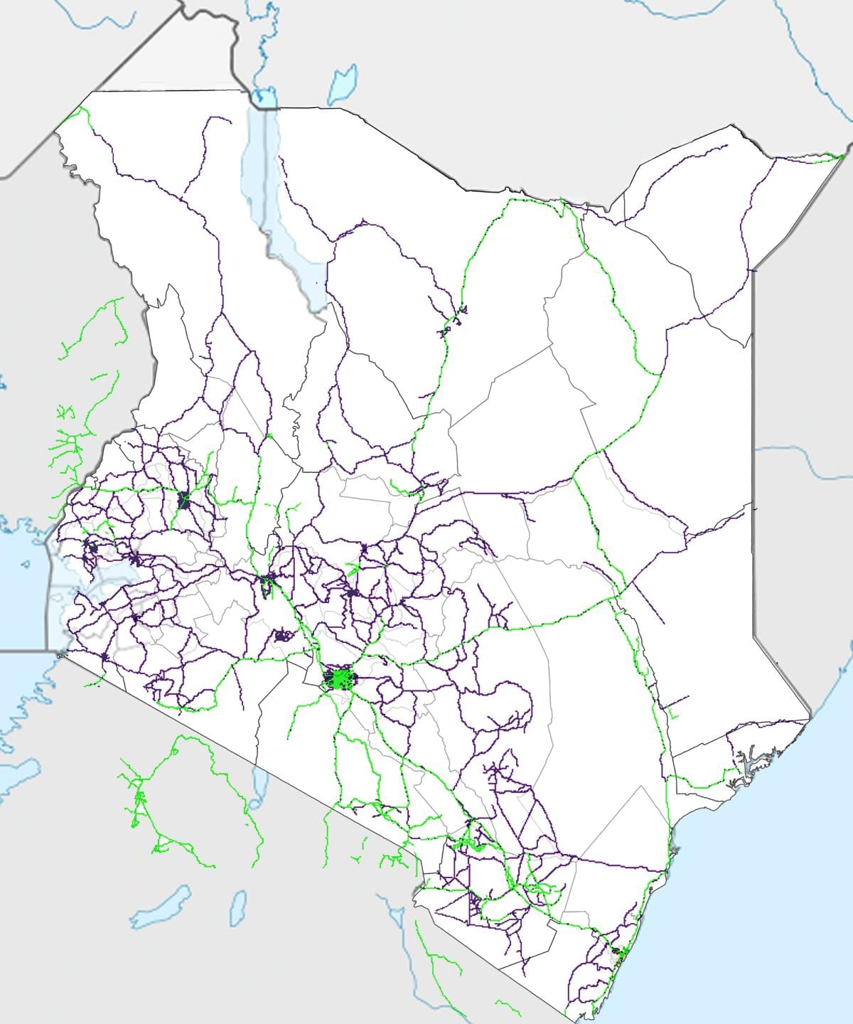 bản đồ của Kenya đường sắt