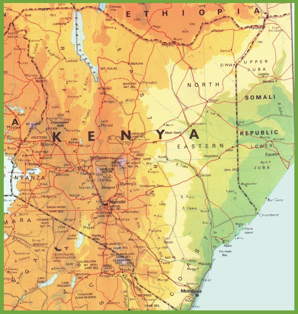 bản đồ của Kenya đang ở thị trấn