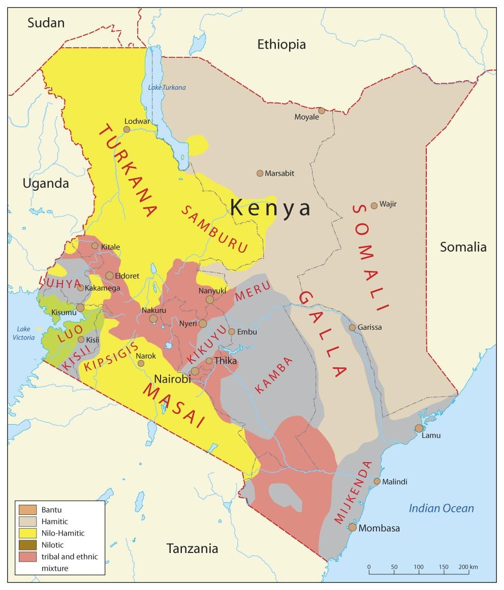 Kenya dân tộc bản đồ