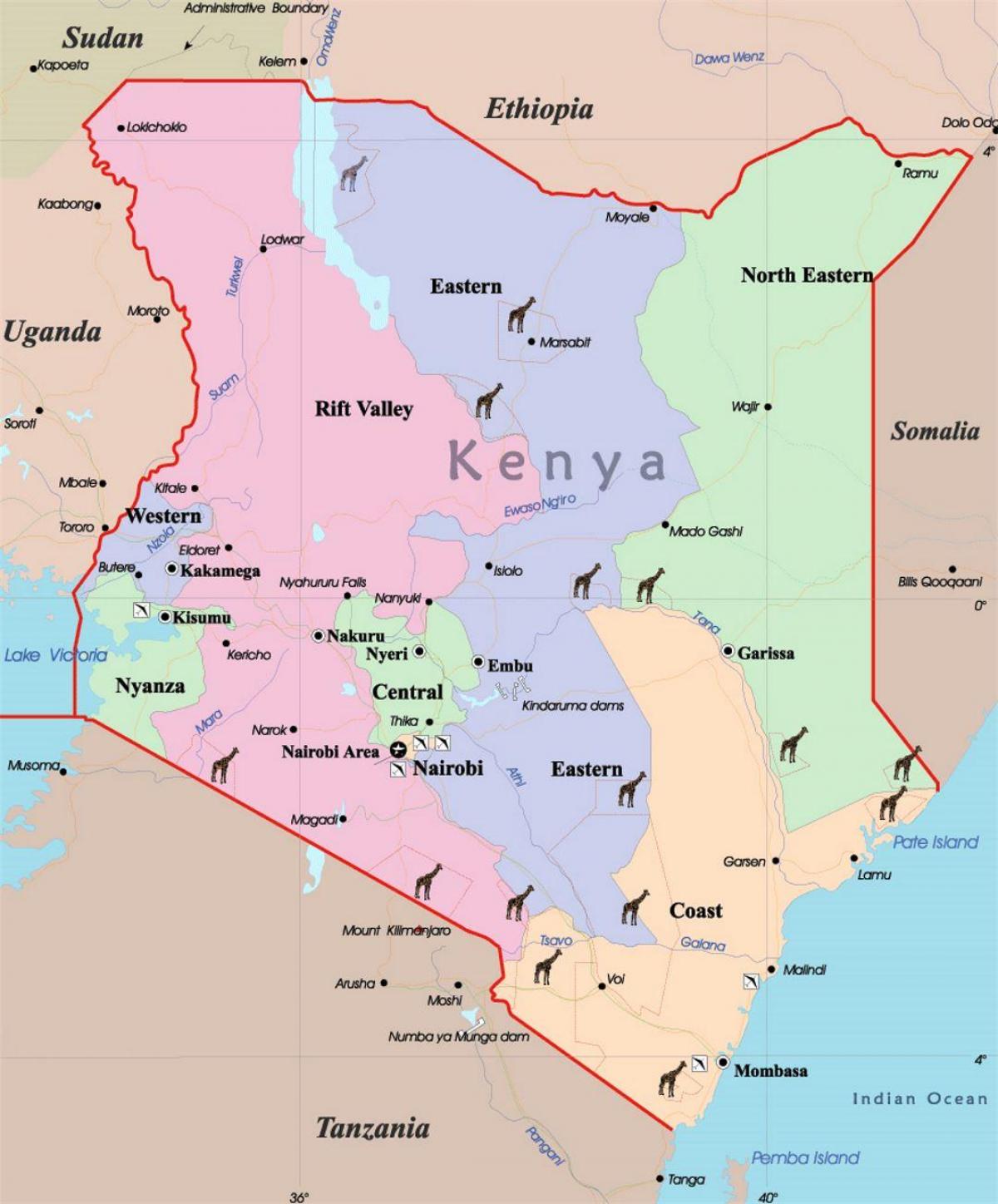 một bản đồ của Kenya