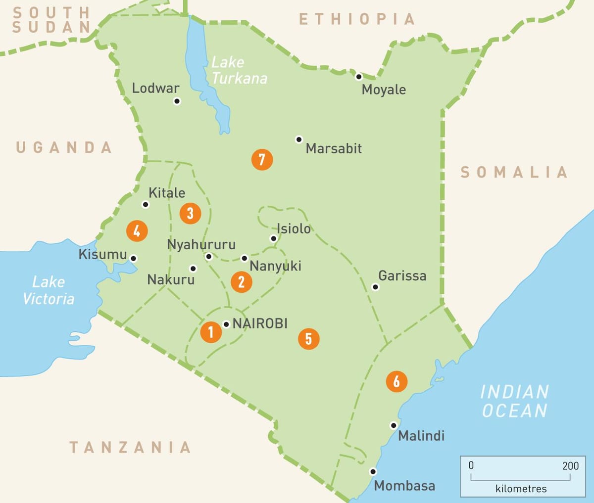 bản đồ của Kenya khu vực