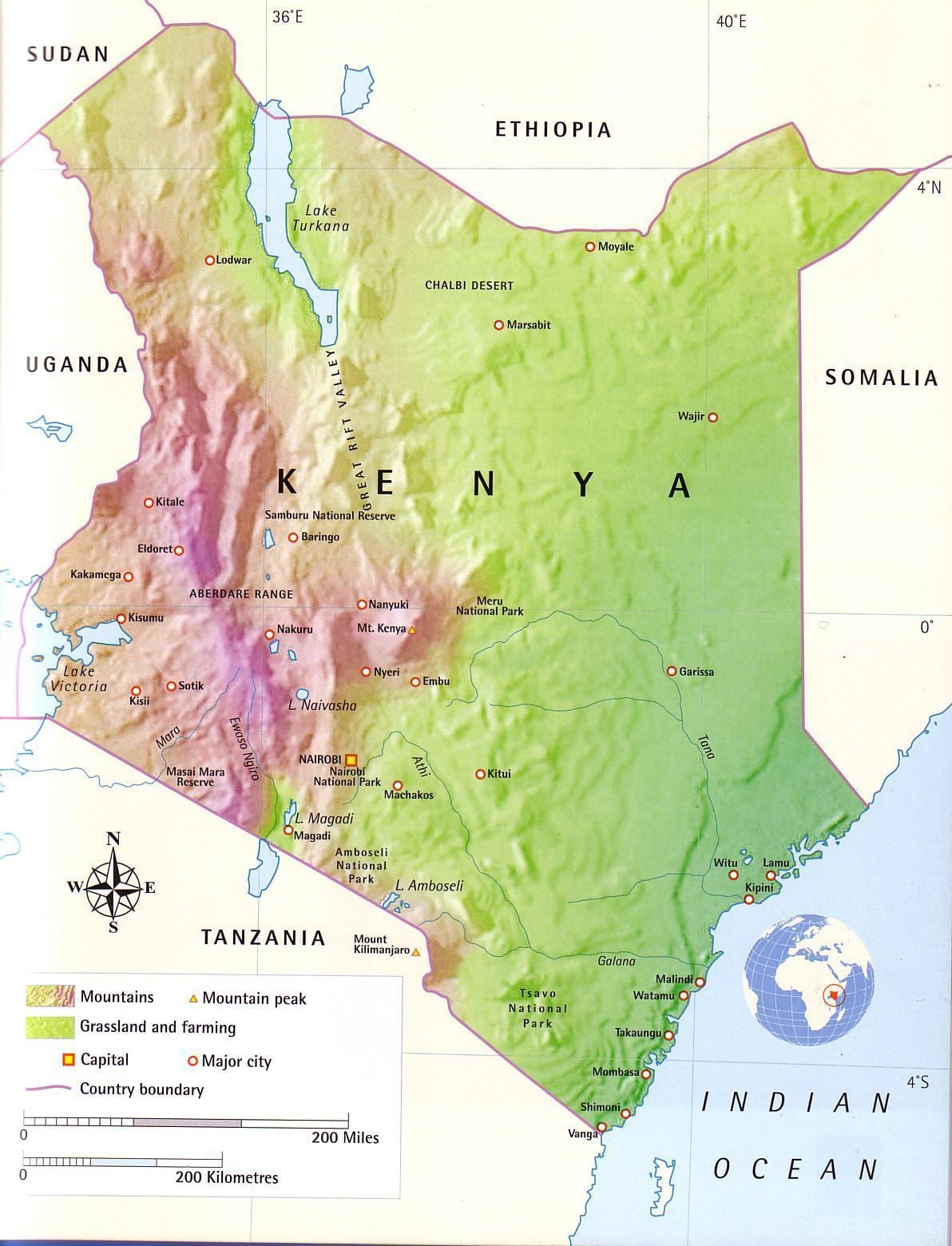 bản đồ của Kenya núi