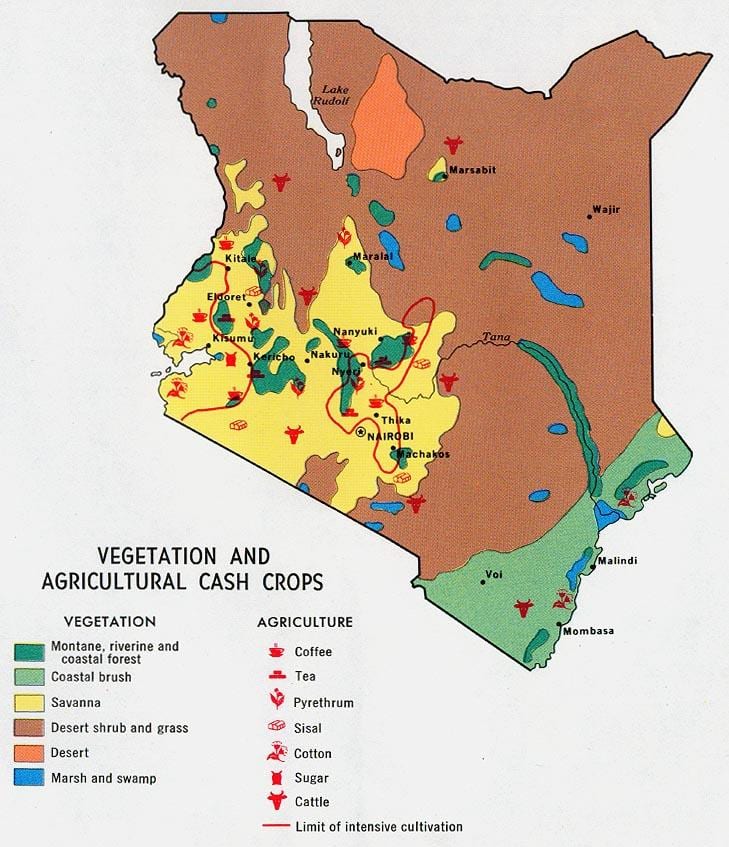bản đồ của Kenya tài nguyên thiên nhiên