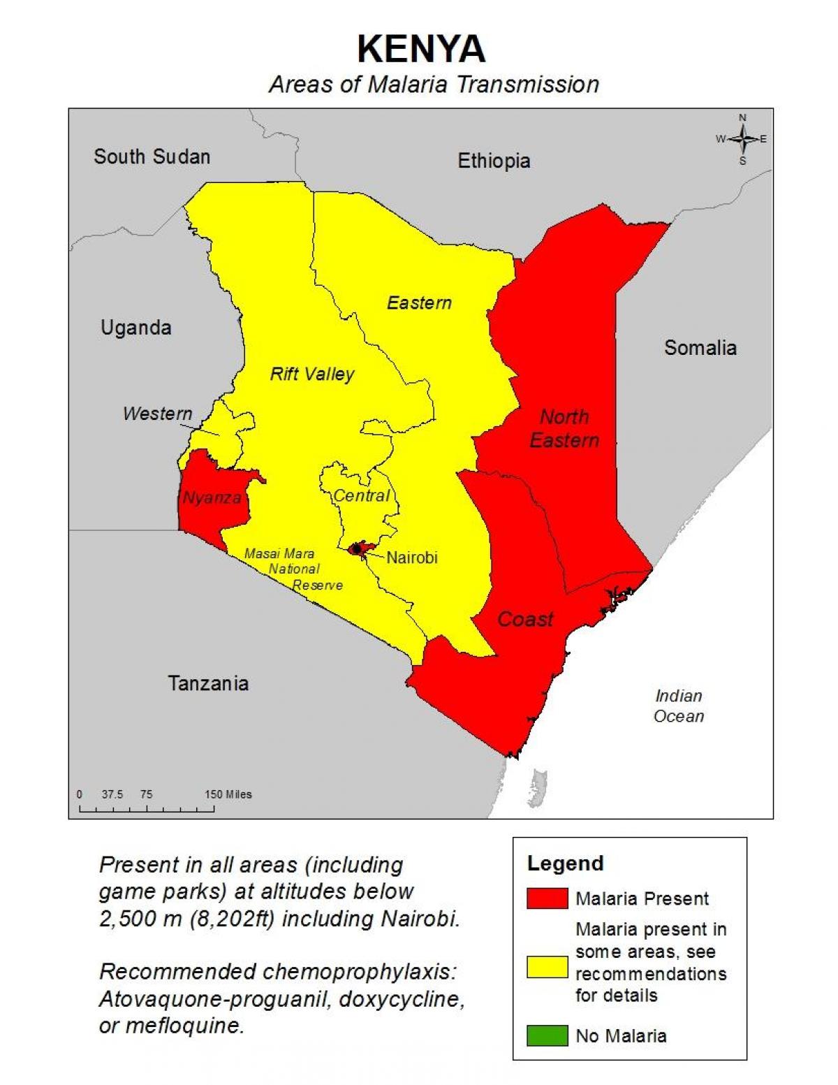 bản đồ của Kenya sốt rét