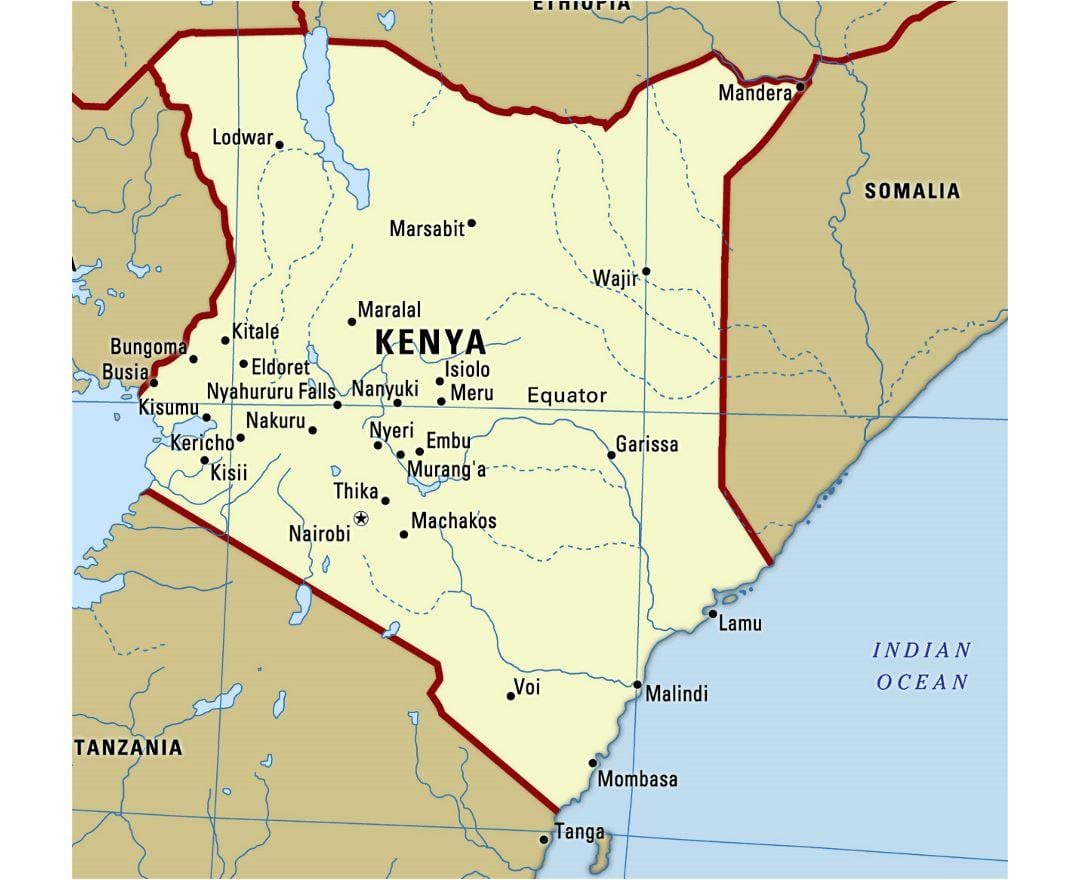 xích đạo trong Kenya bản đồ
