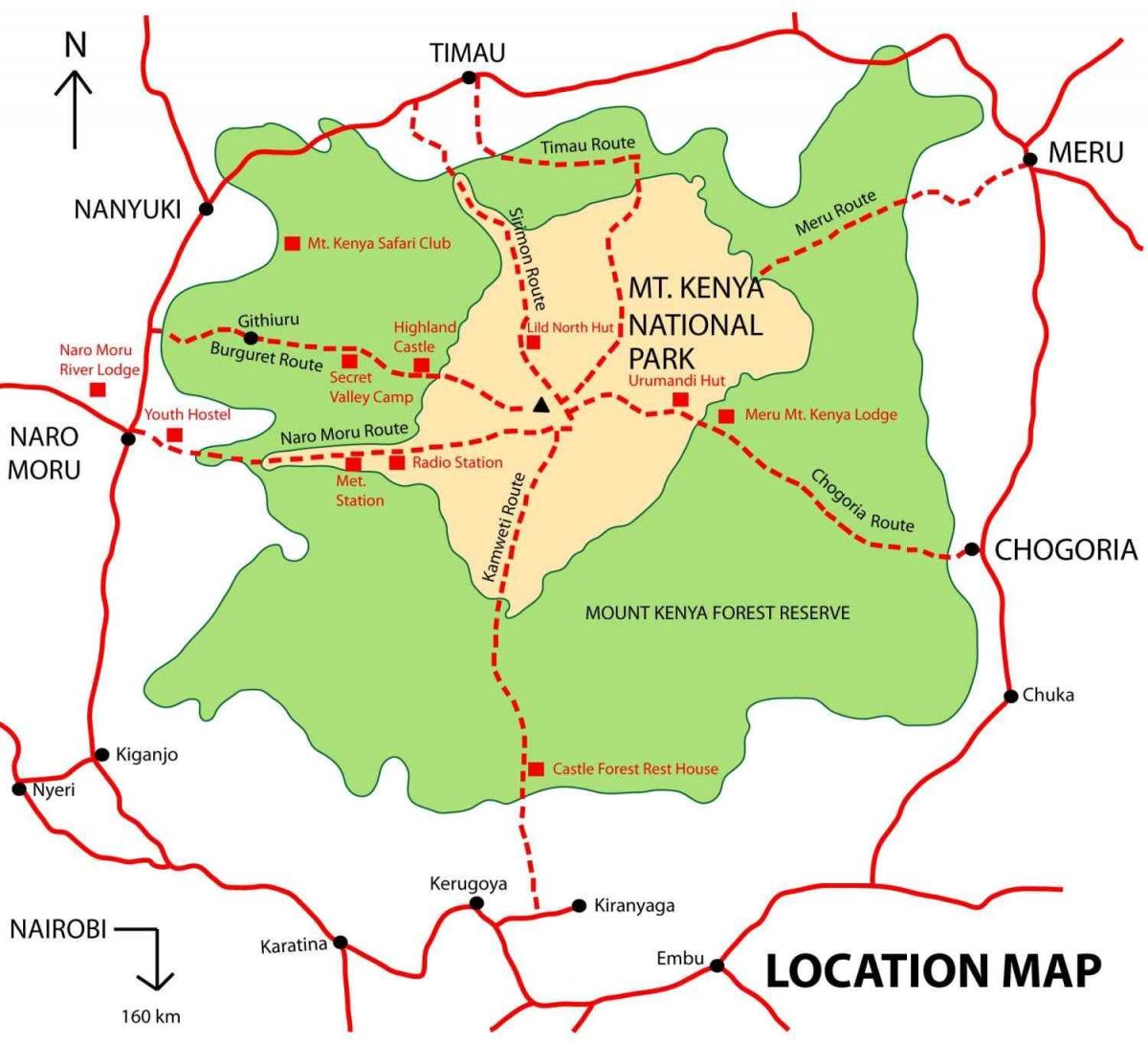 bản đồ của núi Kenya
