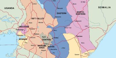 Bản đồ của bản đồ chính trị của Kenya