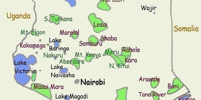 Bản đồ của hồ nước ở Kenya