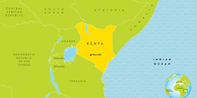 Bản đồ của Kenya và nước xung quanh
