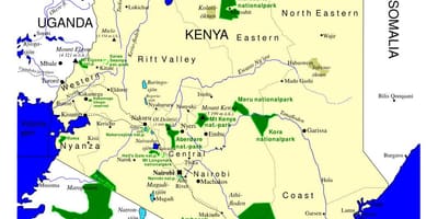 Bản đồ của Kenya con chim
