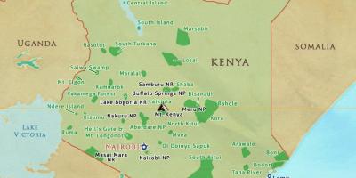 Bản đồ của Kenya công viên quốc gia và dự trữ
